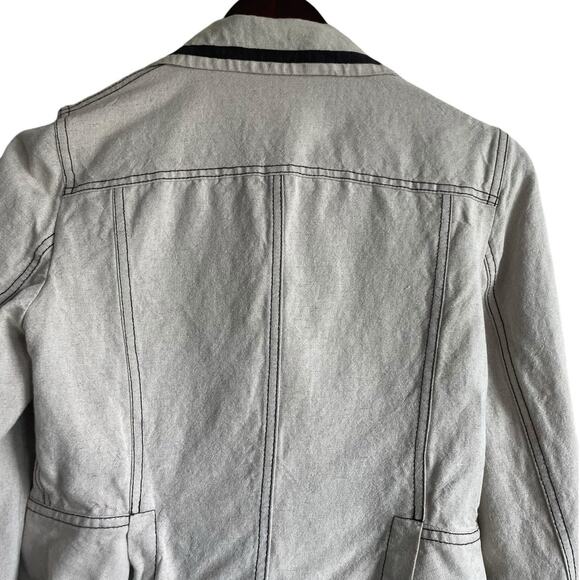 Harve Bernard Women Cropped Jacket 4 Beige Brown Trim Scabby Chic Boho Y2K Retro - Picture 4 of 15